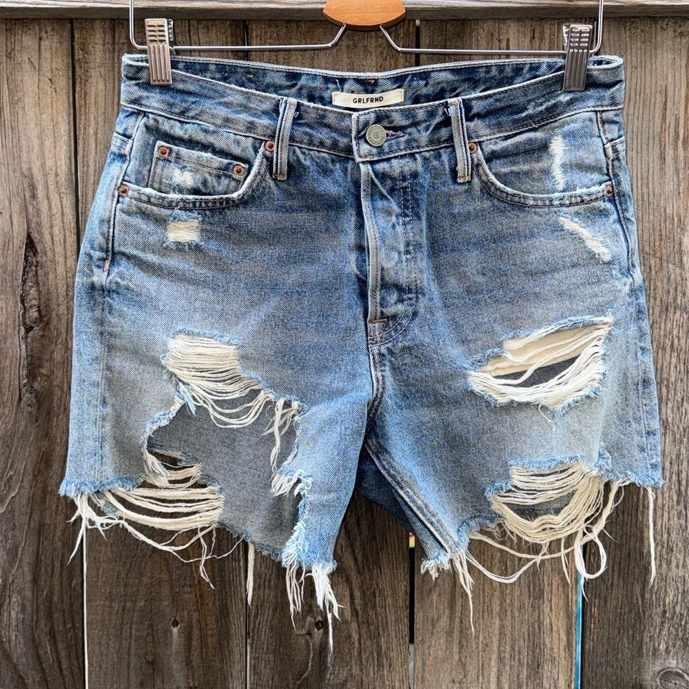GRLFRND Jourdan High Waisted Distressed Shorts Size 25